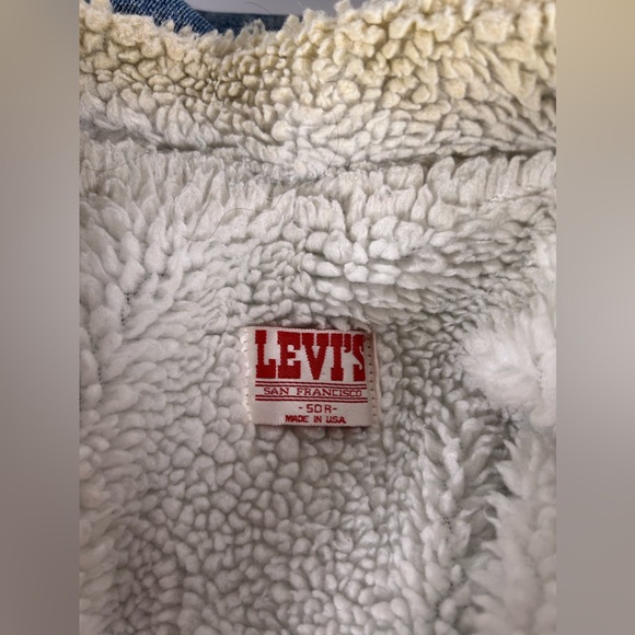 Vintage Levis San Francisco Denim Jean Trucker Jacket Size 50 R Sherpa Lined USA - Picture 6 of 13